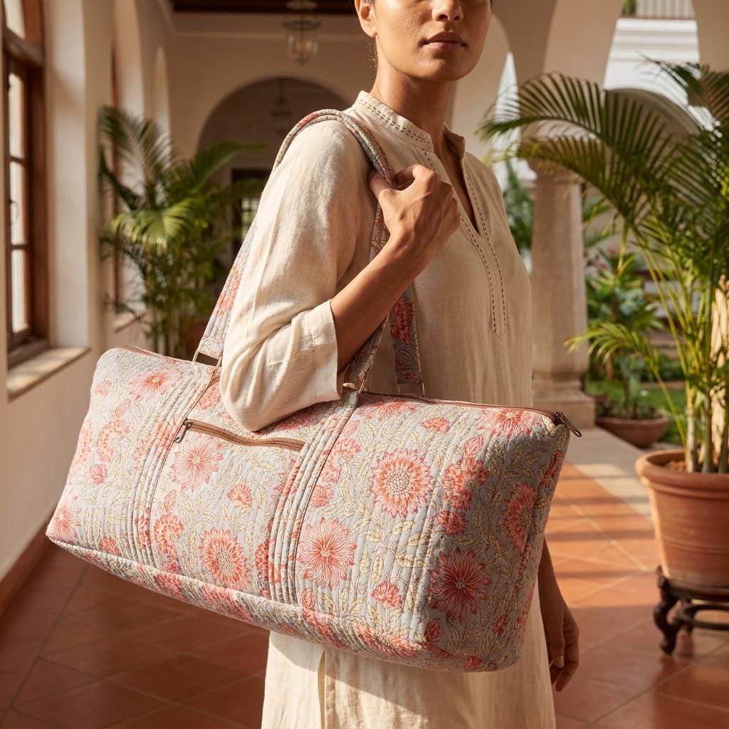 Grey Floral Quilted Cotton Yoga Mat Bag, Handcrafted Flower Gym Tote Carrier Holder
