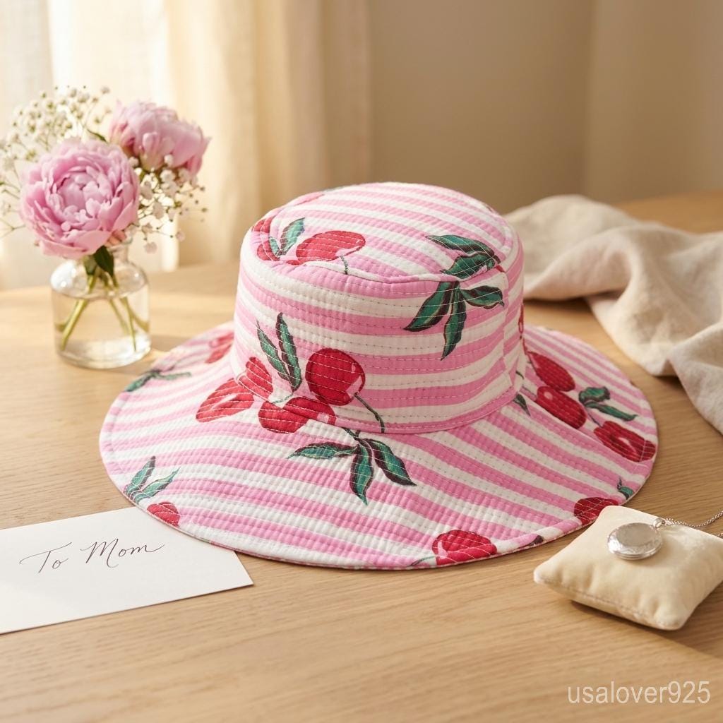 Pink Floral Quilted Cotton Bucket Hat, Reversible Handmade Boho Summer Sun Cap