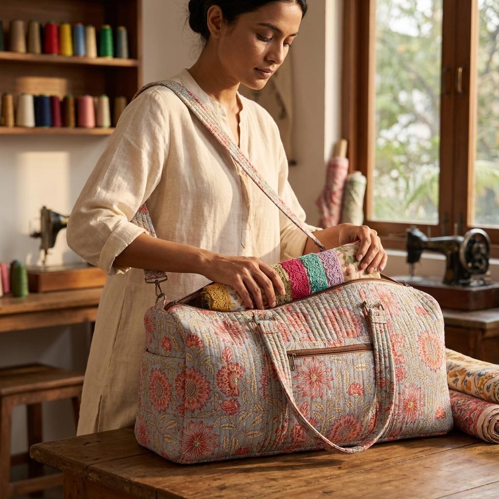 Grey Floral Quilted Cotton Yoga Mat Bag, Handcrafted Flower Gym Tote Carrier Holder