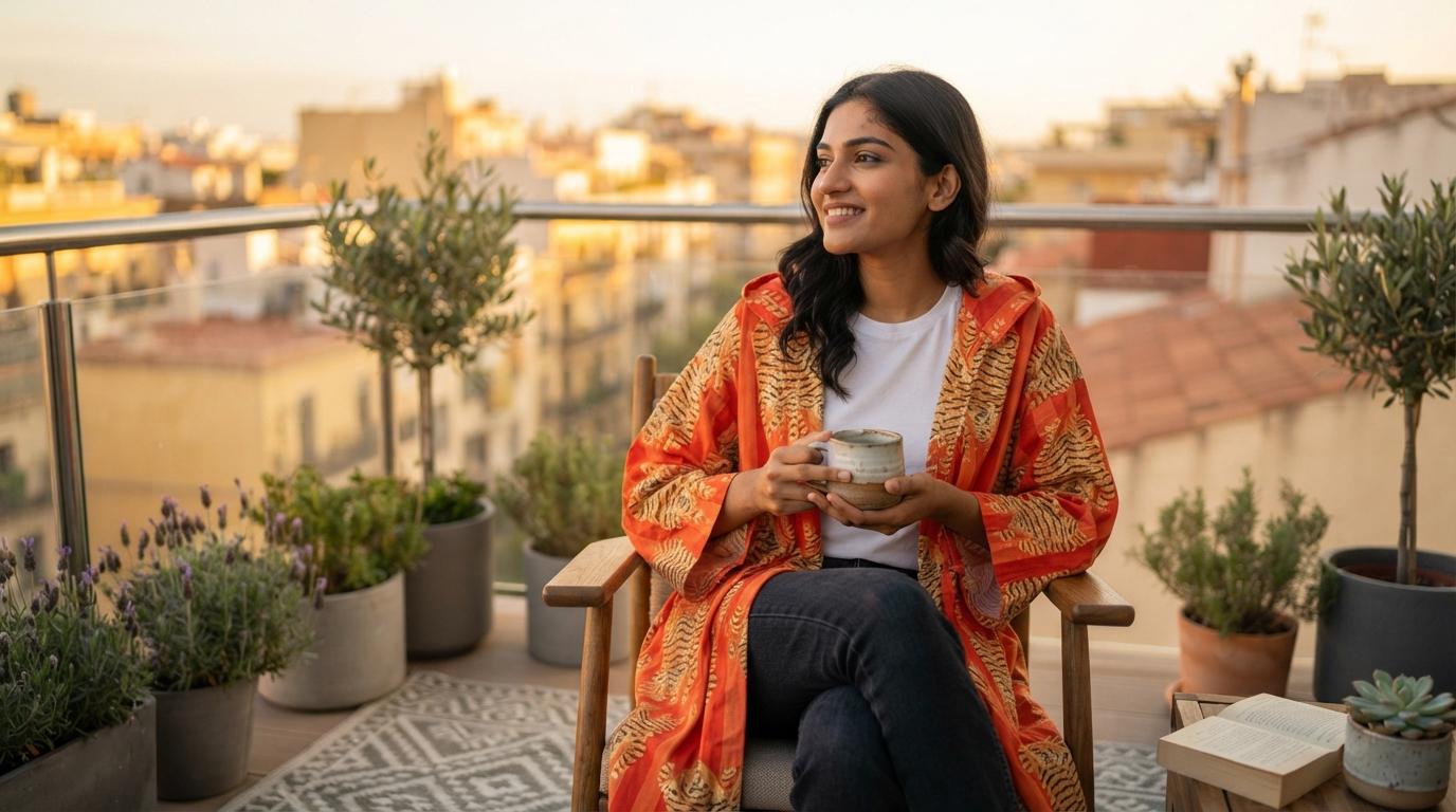 Orange Tiger Cotton Hooded Bathrobe, Handcrafted Striped Loungewear Long Dressing Gown Kimono Sleepwear