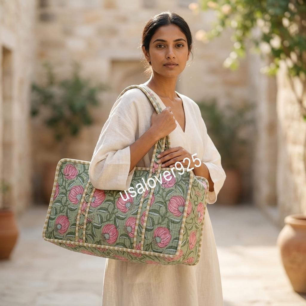 Handmade Quilted Cotton Mahjong Bag, Sage Green Pink Floral Tile Case, Travel Game Organizer