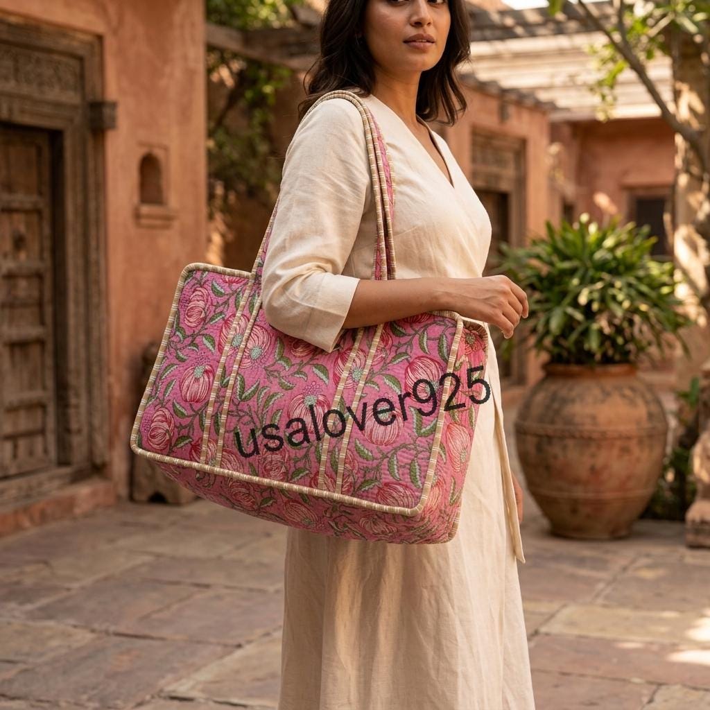Handmade Quilted Cotton Mahjong Bag, Pink Floral Tile Case, Travel Game Organizer Carryall
