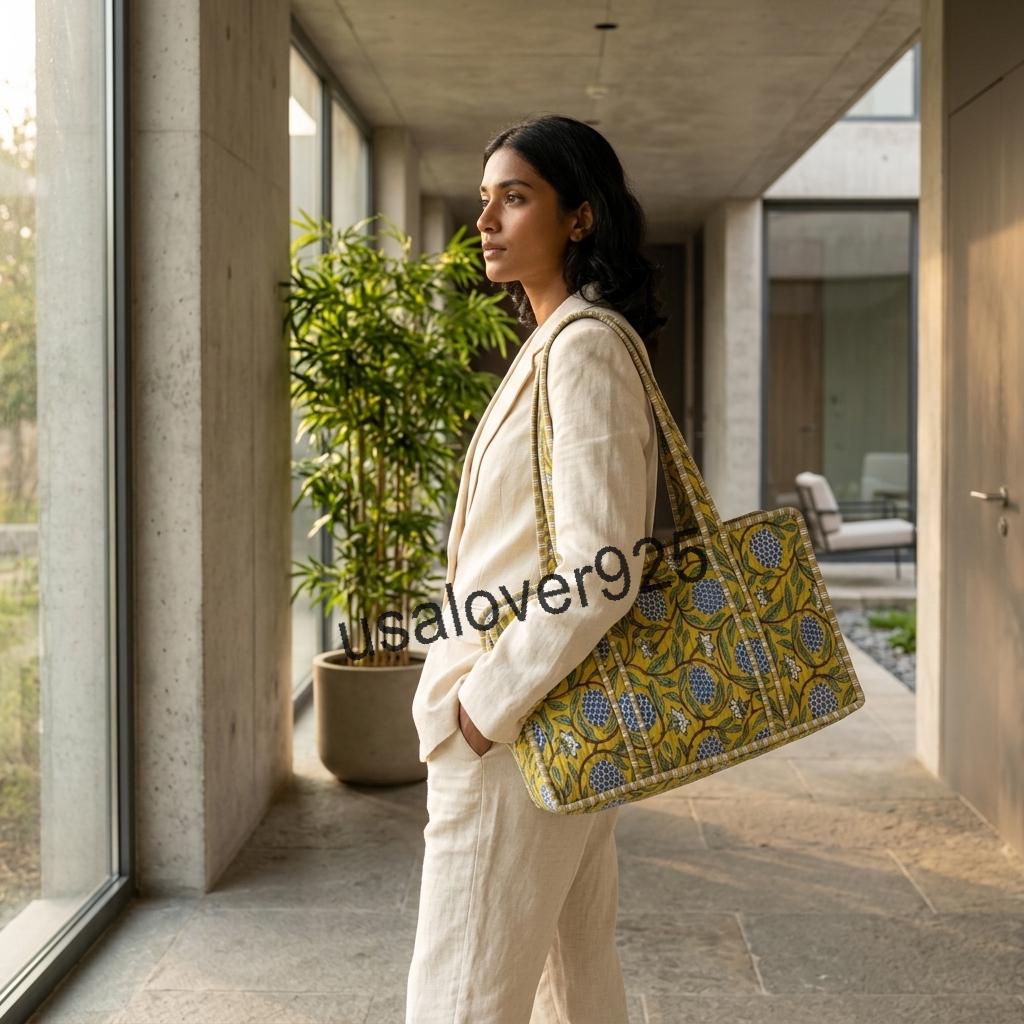 Handmade Quilted Cotton Mahjong Bag, Yellow Blue Floral Game Tile Storage Tote, Travel Carryall