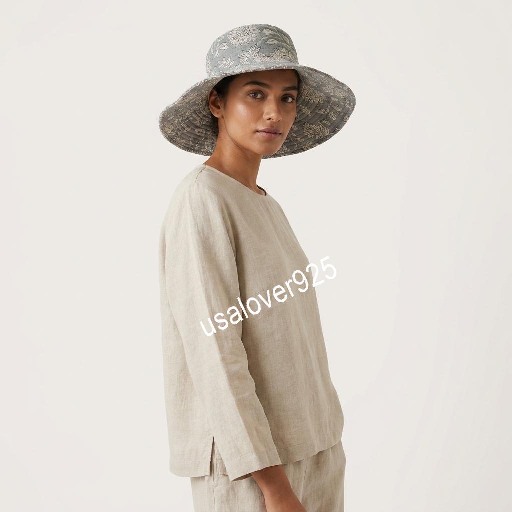 Handmade Quilted Cotton Sun Hat, Grey Floral Wide Brim, Beach Bucket Cap, Summer Accessory