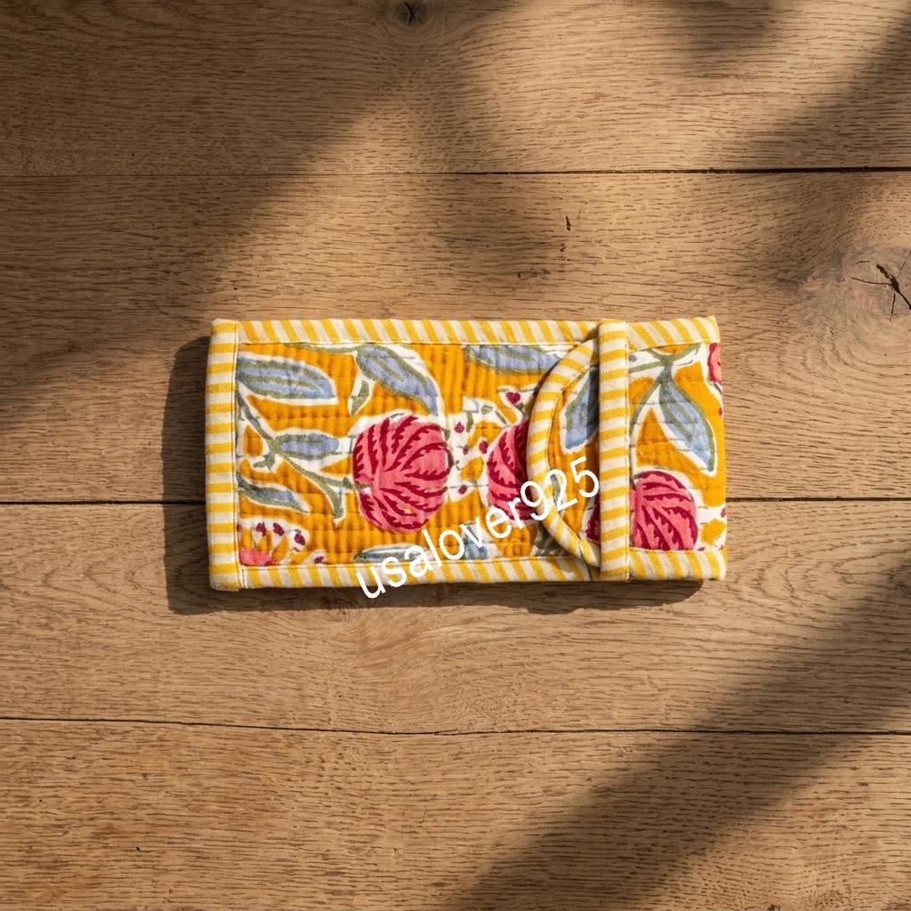 Boho Floral Eyeglass Case Handmade Quilted Cotton Glasses Sleeve Soft Sunglasses Pouch Gift