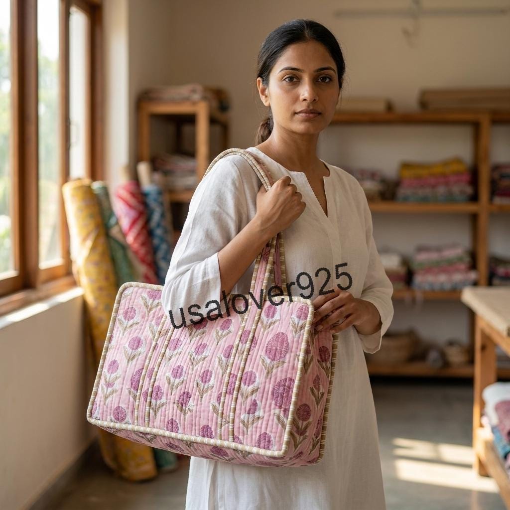 Handmade Quilted Cotton Mahjong Bag – Pink Floral Game Tile Storage Travel Tote