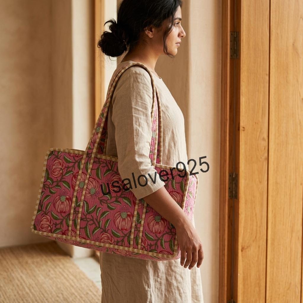 Handmade Quilted Cotton Mahjong Bag, Pink Floral Tile Case, Travel Game Organizer Carryall