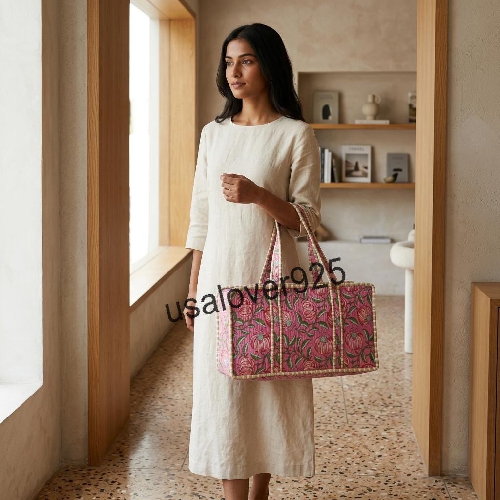 Handmade Quilted Cotton Mahjong Bag, Pink Floral Tile Case, Travel Game Organizer Carryall