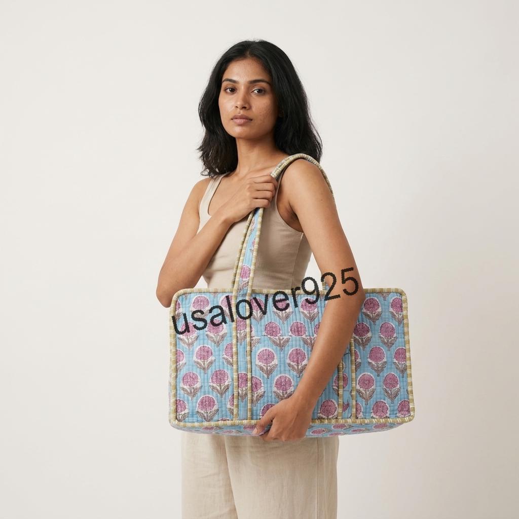 Handmade Quilted Cotton Mahjong Bag, Sky Blue Pink Floral Travel Game Organizer