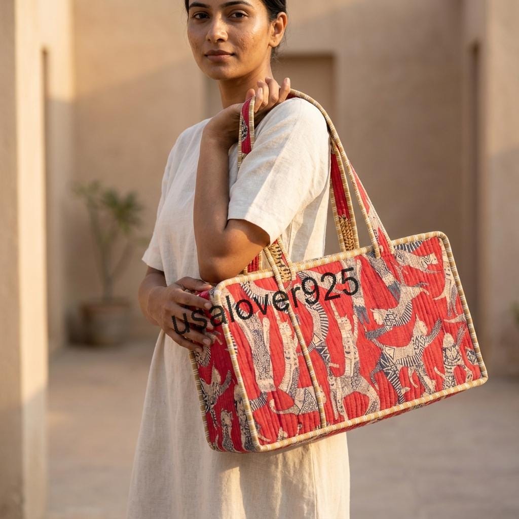 Handmade Quilted Cotton Mahjong Bag, Red Cat Print Tile Storage Case, Travel Game Carryall