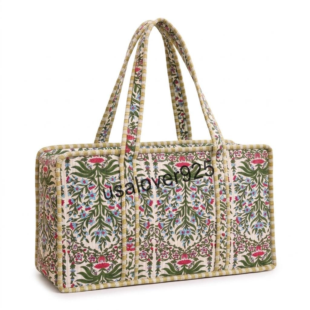 Handmade Quilted Cotton Mahjong Bag, White Pink Floral Tile Storage Case, Travel Game Carryall