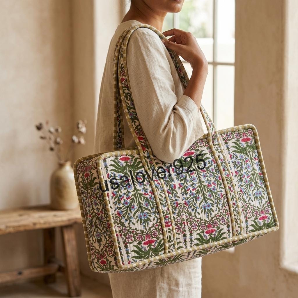 Handmade Quilted Cotton Mahjong Bag, White Pink Floral Tile Storage Case, Travel Game Carryall