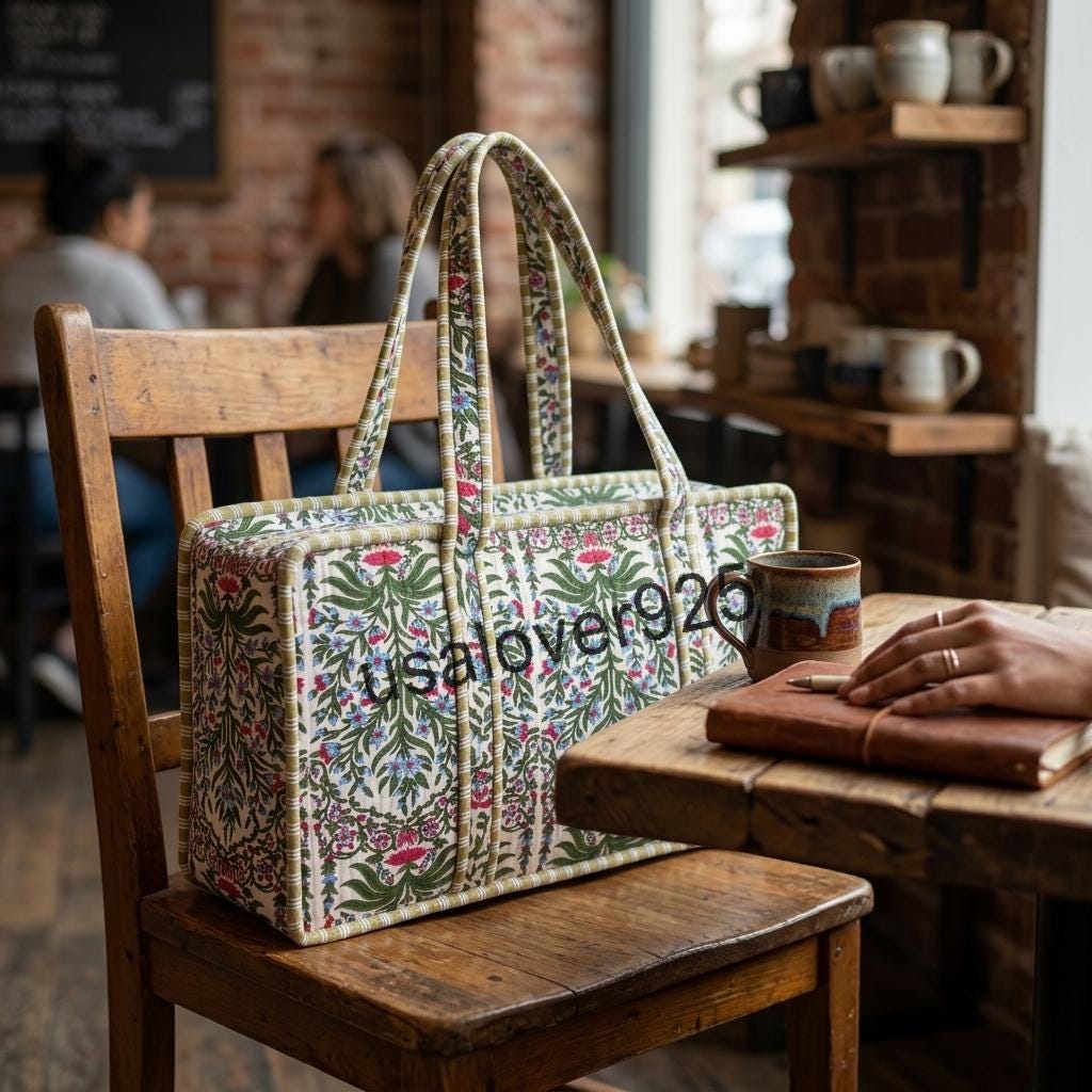 Handmade Quilted Cotton Mahjong Bag, White Pink Floral Tile Storage Case, Travel Game Carryall