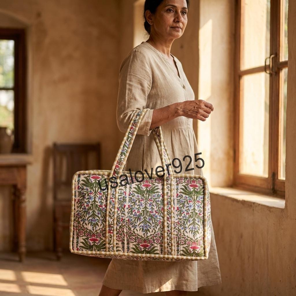Handmade Quilted Cotton Mahjong Bag, White Pink Floral Tile Storage Case, Travel Game Carryall
