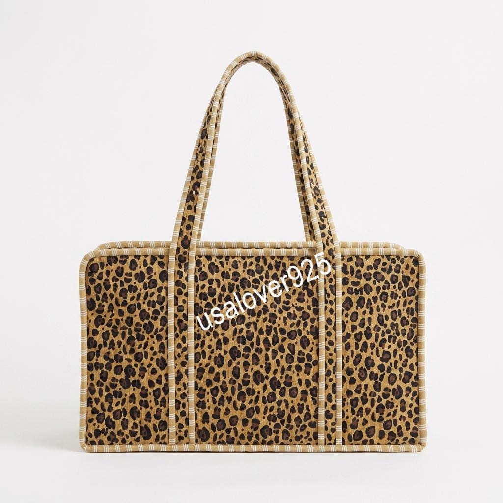 Handmade Quilted Cotton Mahjong Bag, Leopard Print Game Tile Storage Tote, Travel Carryall Organizer