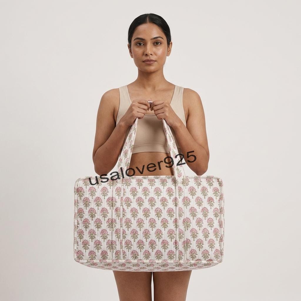 Handmade Quilted Cotton Mahjong Bag – Soft Pink Floral Game Tile Storage Travel Tote