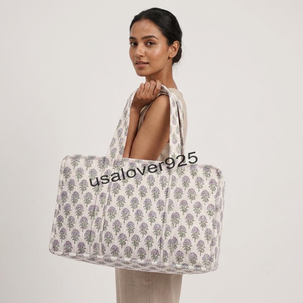 Quilted Cotton Mahjong Bag – Lavender Floral Print Mahjong Tile Storage Travel Tote