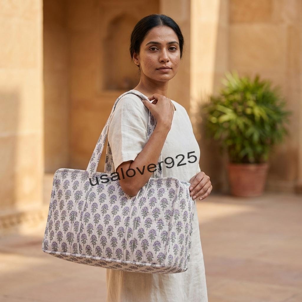Quilted Cotton Mahjong Bag – Lavender Floral Print Mahjong Tile Storage Travel Tote