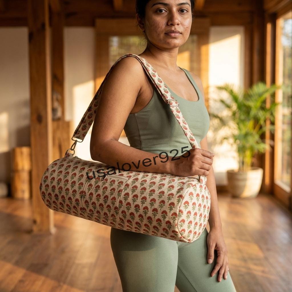 Handmade Quilted Cotton Yoga Mat Bag – Floral Print Travel & Gym Carrier