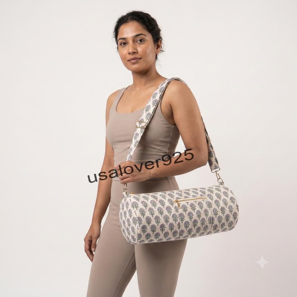Handmade Quilted Cotton Yoga Mat Bag – Lavender Purple Floral Carrier
