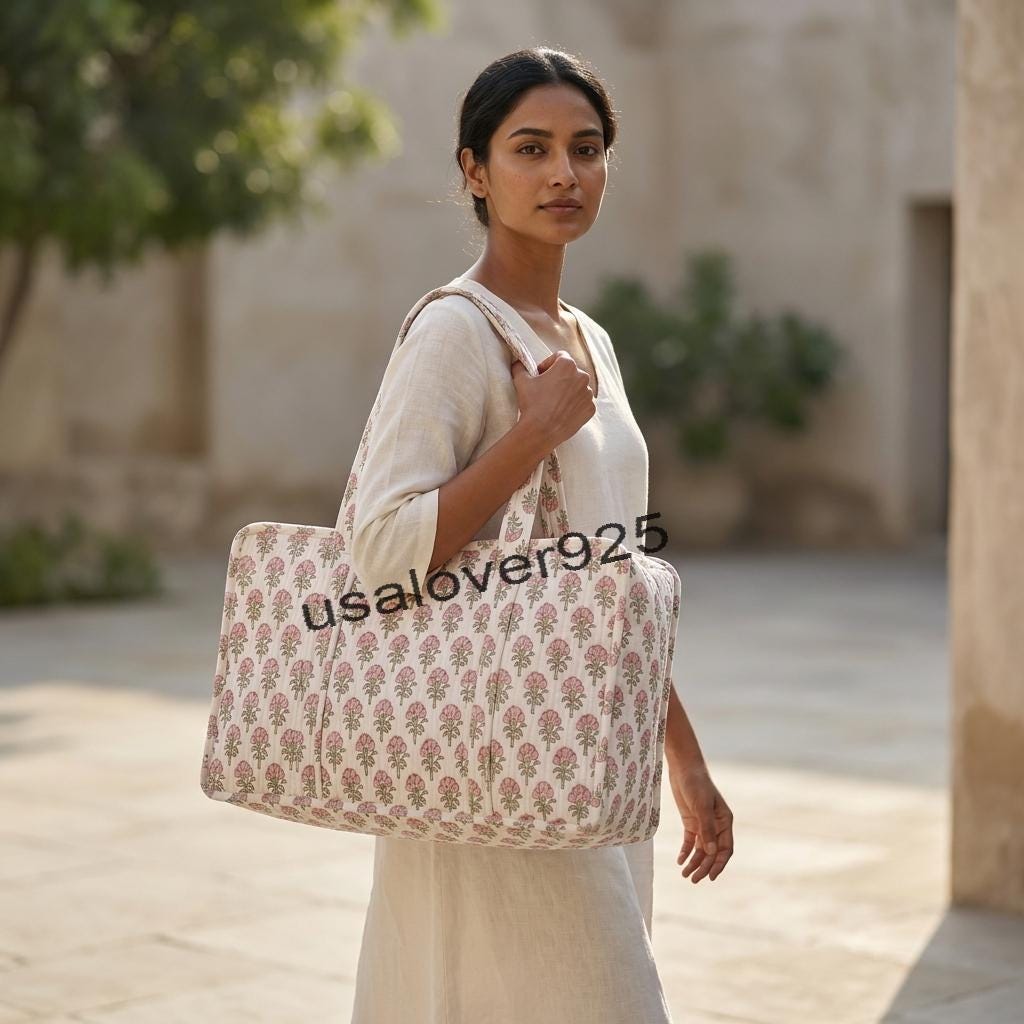 Handmade Quilted Cotton Mahjong Bag – Soft Pink Floral Game Tile Storage Travel Tote