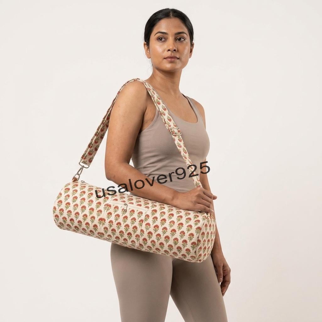 Handmade Quilted Cotton Yoga Mat Bag – Floral Print Travel & Gym Carrier