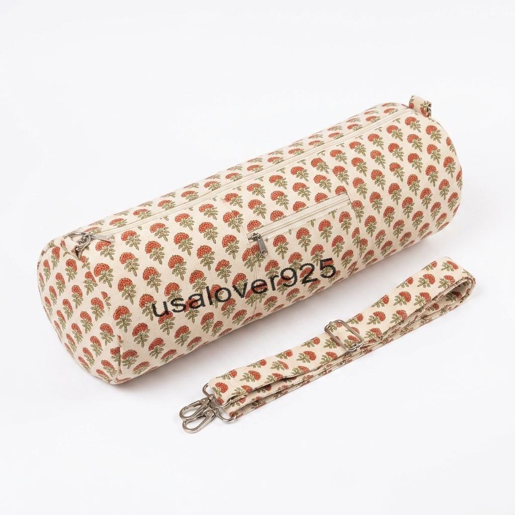 Handmade Quilted Cotton Yoga Mat Bag – Floral Print Travel & Gym Carrier