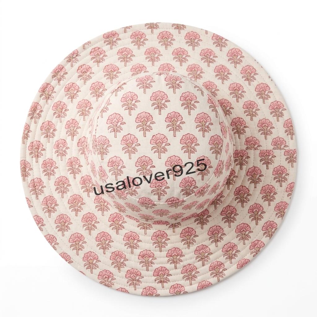 Handmade Quilted Cotton Sun Hat – Pink Floral Print Wide Brim Bucket Hat